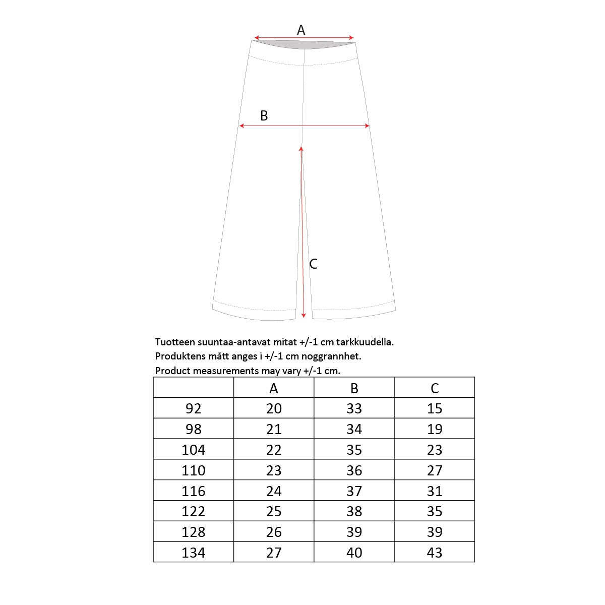 Venla-culottes-housut lapsille, pinkki